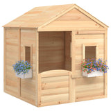 Playhouse with Lockable Door and Flower Pots Solid Wood Fir 93686