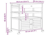 Kitchen Trolley with Wheels Natural 59.5 x 36 x 82 cm Bamboo 42028295
