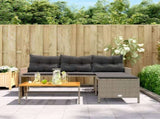 Garden Sofa with Table and Cushions L-Shaped Grey Poly Rattan 365582