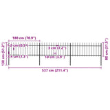 Garden Fence with Spear Top Steel 537x80 cm Black 277604