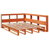 Bookcase Bed without Mattress Wax Brown 135x190cm Solid Wood Pine 3324516