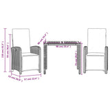 3 Piece Bistro Set with Cushions Black Poly Rattan 3212474