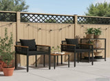 Outdoor Furniture Set with Cushion Black Poly Rattan 42025231