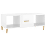 ZNTS Coffee Table High Gloss White 102x50x40 cm Engineered Wood 812696
