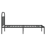 Metal Bed Frame without Mattress with Headboard Black 90x190cm 353627
