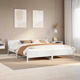 Bed Frame without Mattress White 200x200 cm Solid Wood Pine 3309723