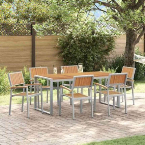 Garden Dining Set 7 pcs Grey and brown 180 x 90 x 75 cm 3284372