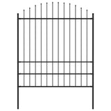 Garden Fence with Spear Top Steel 181x200 cm Black 144945