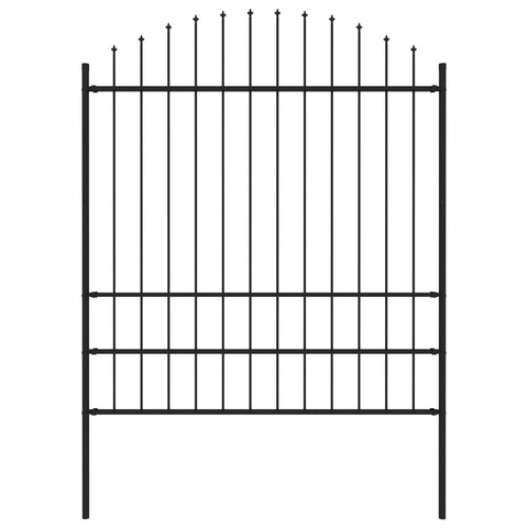 Garden Fence with Spear Top Steel 181x200 cm Black 144945