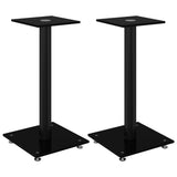 Speaker Stands 2 pcs Black Tempered Glass 1 Pillar Design 51808