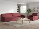 Sofa Set 2 pcs Wine Red Fabric 3433179
