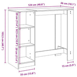 Bar Table Black Oak 124 x 46 x 103.5 cm Engineered Wood 868077