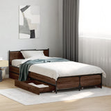 ZNTS Bed Frame with Drawers without Mattress Brown Oak 75x190 cm Small Single 3279976