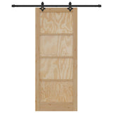 Sliding Door Natural and Black 86 x 211 cm Solid Pine Wood 3445511