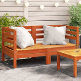 Garden Sofas Corner 2 pcs Wax Brown Solid Wood Pine 837988