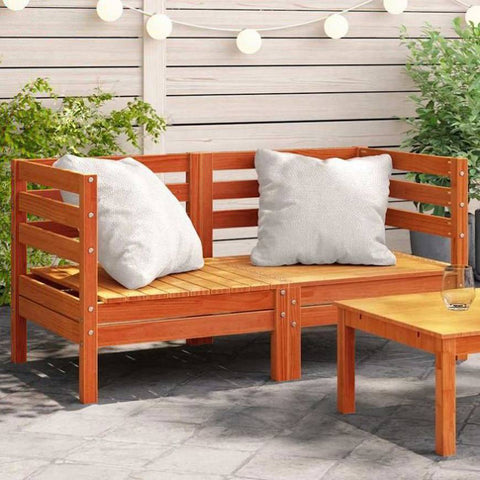 Garden Sofas Corner 2 pcs Wax Brown Solid Wood Pine 837988