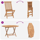 Garden Bistro Set Folding 3 pcs Brown Soild Teak Wood 3437367
