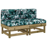 Middle Sofas with Cushions 2 pcs Impregnated Wood Pine 825463
