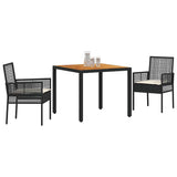 Garden Dining Set 3 pcs Black Poly rattan 3334901
