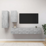 4 Piece TV Cabinet Set Concrete Grey Engineered Wood 3079152