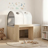 Bed with Tunnel 3 pcs Artisian Oak and White Engineered Wood 3423521