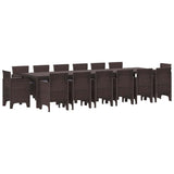 Garden Dining Set 15 pcs Brown Polt rattan 3378640