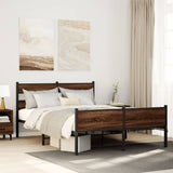 ZNTS Metal Bed Frame without Mattress Brown Oak 160x200 cm 3308516