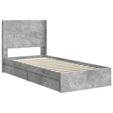 Bed Frame with Storage and Headboard Concrete Grey 90 x 190 cm 3414064