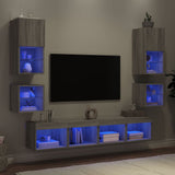 8 Piece TV Wall Units with LED Grey Sonoma Engineered Wood 3216595