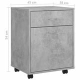 Rolling Cabinet Concrete Grey 45x38x54 cm Engineered Wood 808444