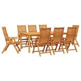 Garden Dining Set Folding 9 pcs Brown Solid Acacia Wood 3375629