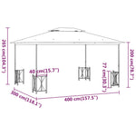 Gazebo with Sidewalls&Double Roofs 3x4 m Anthracite 318544