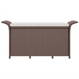 Garden Bench with Cushion Brown 116x46x57 cm Poly Rattan 363419
