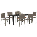 Garden Dining Set with Cushion 7 pcs Grey Poly Rattan 3379713