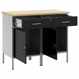 Work Cabinet with Drawer 2 pcs Black and Grey 100 x 55 x 85 cm 3321360