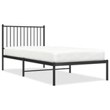Metal Bed Frame without Mattress with Headboard Black 90x200cm 350857