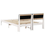 Bed frame White and light grey 135 x 190 cm Solid pine wood 878623