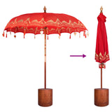 Balinese Parasol with Base 260 220 x 220 x 295 cm Red and Brown 3433025