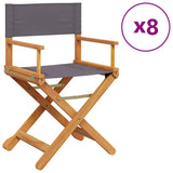 8 Piece Folding Garden Chairs Dark Grey Fabric 3208915