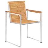 Garden Chairs 8 pcs Solid Teak Wood and Stainless Steel 3078553