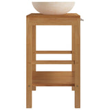 Bathroom Vanity Cabinet Solid Teak with Sink Marble Cream 3058162