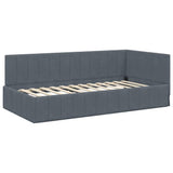 Corner Bed Frame with Headboard Dark Grey 90 cm x 200 cm Velvet 42016308