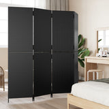 Room Divider 4 Panels Black Poly Rattan 365360