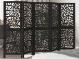 Room Divider 5 Panels Black Solid Wood Paulownia 358757
