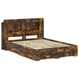 Bed Frame with Storage Smoked Oak 150 x 200 cm Engineered Wood 3433881