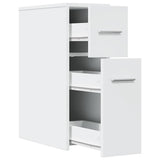 Narrow Bathroom Cupboard with Wheels White Engineered Wood 855277