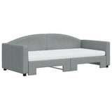 Daybed with Trundle and Mattresses Light Grey 90x190 cm Fabric 3197259