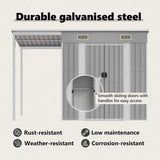 Garden Shed with Extended Roof Light Grey 277x107x181 cm Steel 364525