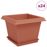 Plant Pots 24 pcs Brick Red 23 x 23 x 17.5 cm Plastic 3403306