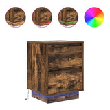 Bedside Cabinets with LED Lights 2 pcs Smoked Oak 38x34x50 cm 861292